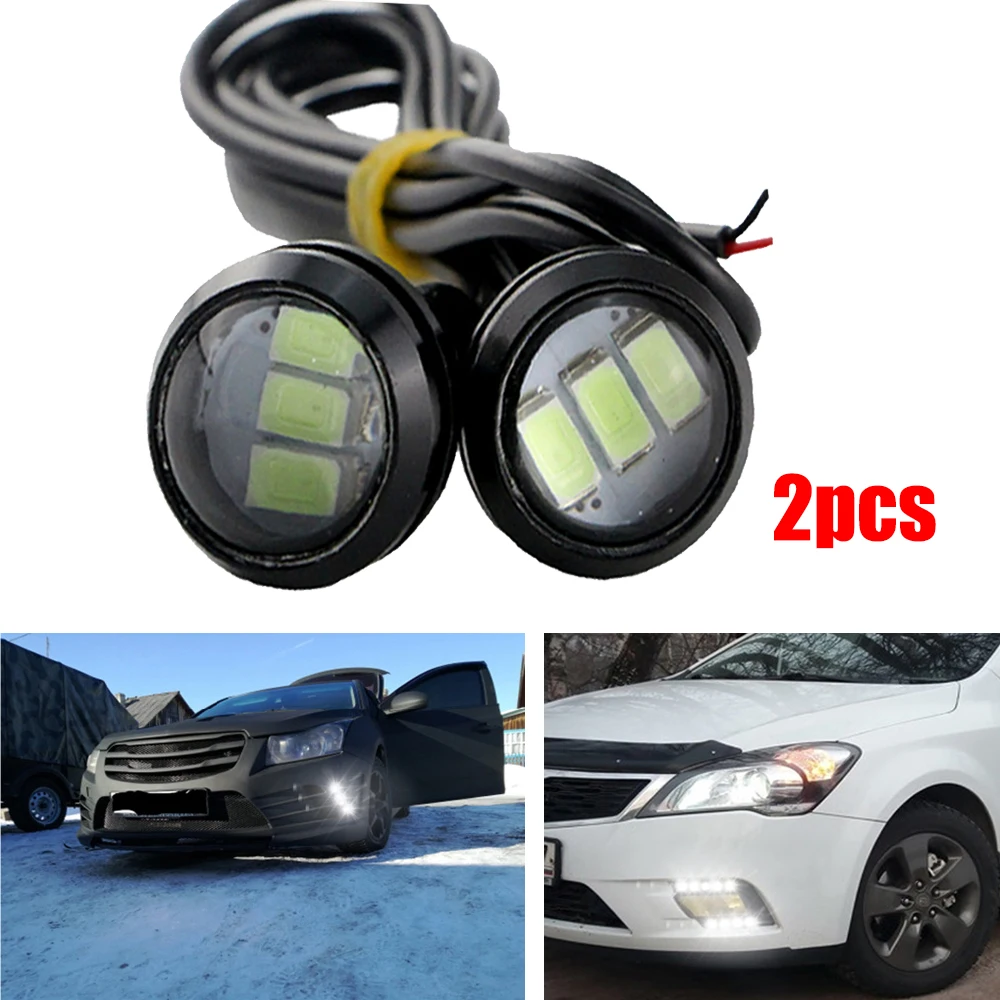 

YSY 2pcs white Eagle Eye LED Car Light Daytime Running Lights DRL Motorcycle DIY Ultra Thin Source Warning Lamps 23mm 5630 3SMD