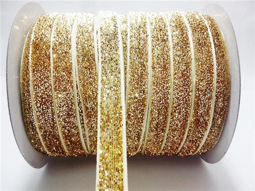 50 yards 48colors Sparkle Glitter metallic Velvet ribbon Headband Clips Bow wedding decoration party decor DIY  3/8\