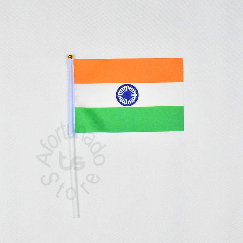 India 14*21cm 10pieces banner flag  Hand waving  National Flag  India for meet,Parade,party.Hanging,decoration
