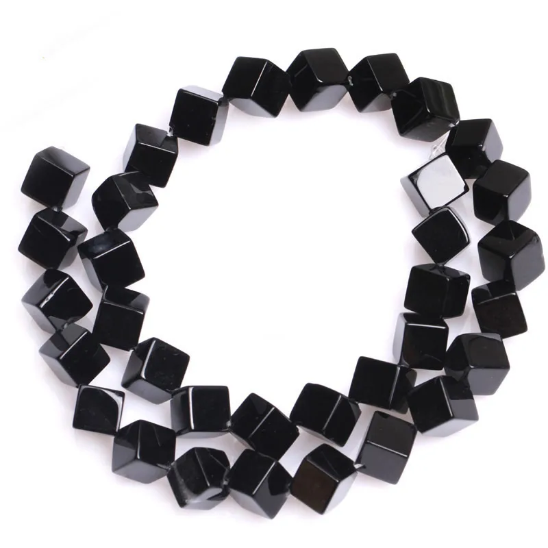 6-10mm Natural Black Agate Stone Diagonal Drilling Cube Beads For Jewelry Making Beads Bracelet 15\'\' Necklace  DIY Beads Trinket