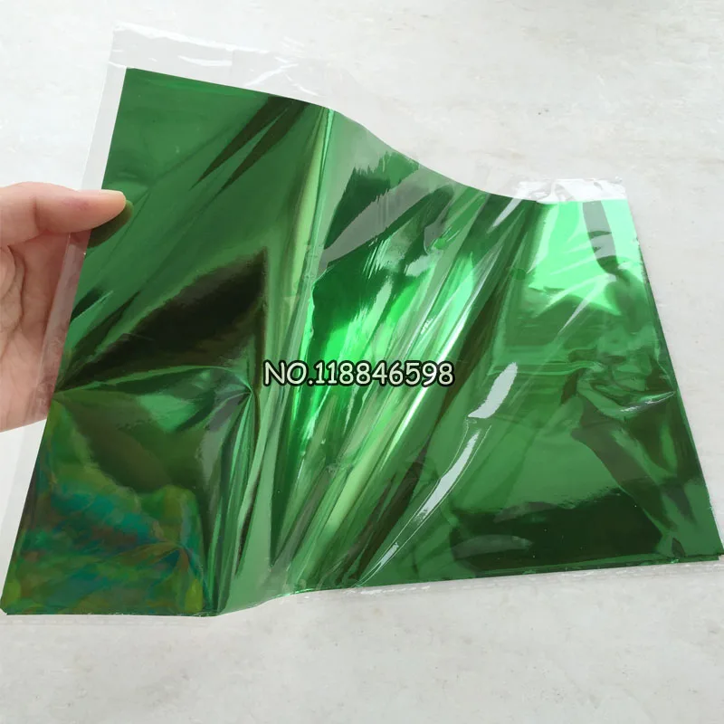 Papel de aluminio con estampado en caliente para caja dura y Material plástico, Color verde A4, 20x29cm, 50 unidades por lote