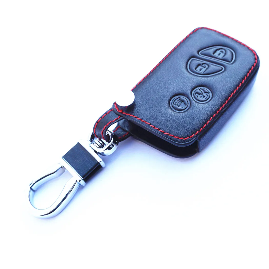 WFMJ Genuine Leather 4 Buttons Key Chain Holder Cover Case Fob For Lexus IS350 IS250 LX570 RX450h HS250h RX350