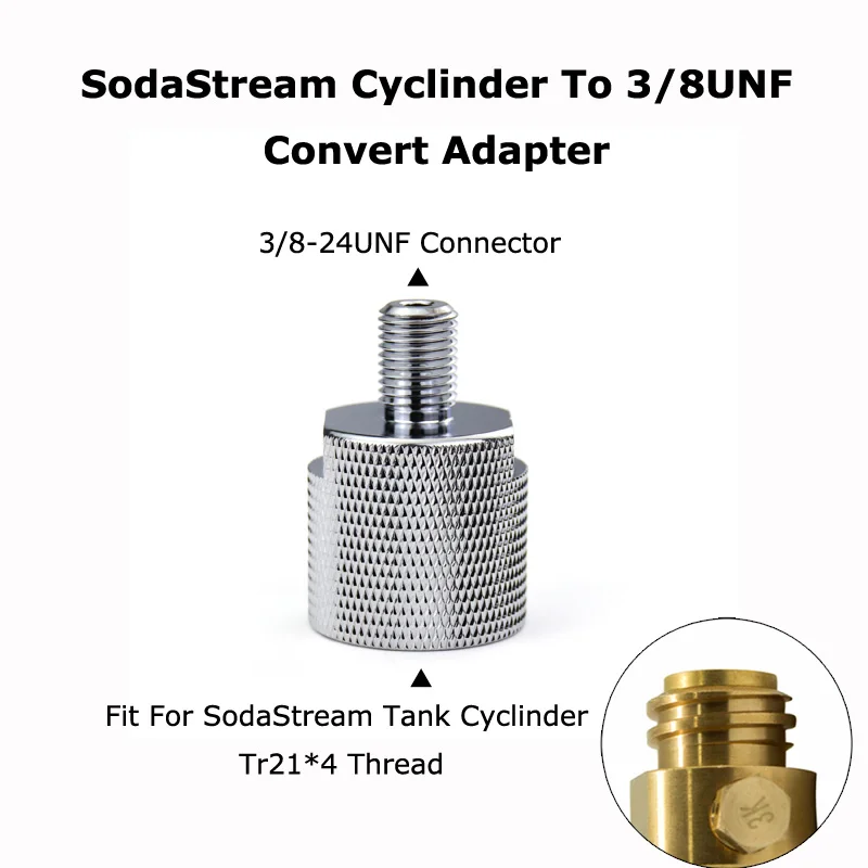 Soda & Stream Cylinder To 3/8-24UNF Convert Adapter For Aquarists Aquarium Fish or Homebrew Beer Keg Co2 Tank Regulators