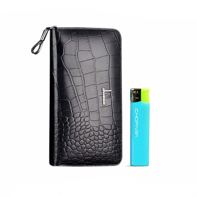 Male genuine Leather Wallet Zipper multi-funtion men wallets long purse crocodile man handbag