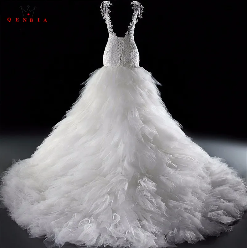 Sereia plissado longo trem sem costas sexy luxo nupcial formal vestido de casamento robe de mariee vestidos de noiva 2022 novo wd14