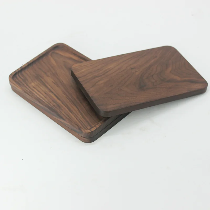 Black Walnut Wood Rectangular Tableware Serving Tray, Decorative Trays, Platters for Tea/Coffee/ Wine Red /Fruit Serving