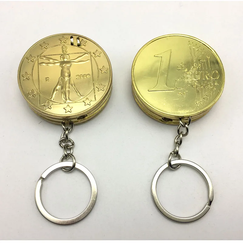 Fashion Creative Mini Coin Shaped Butane Flame Lighter Metal Torch Lighter Novelty Gadget Gift Key Accessories NO GAS