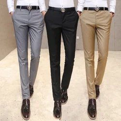 Quality Men's Suit Pants Men Solid Color Slim Business Dress Pants Men's Classic Casual Straights Pantalons Mens Wedding Pants