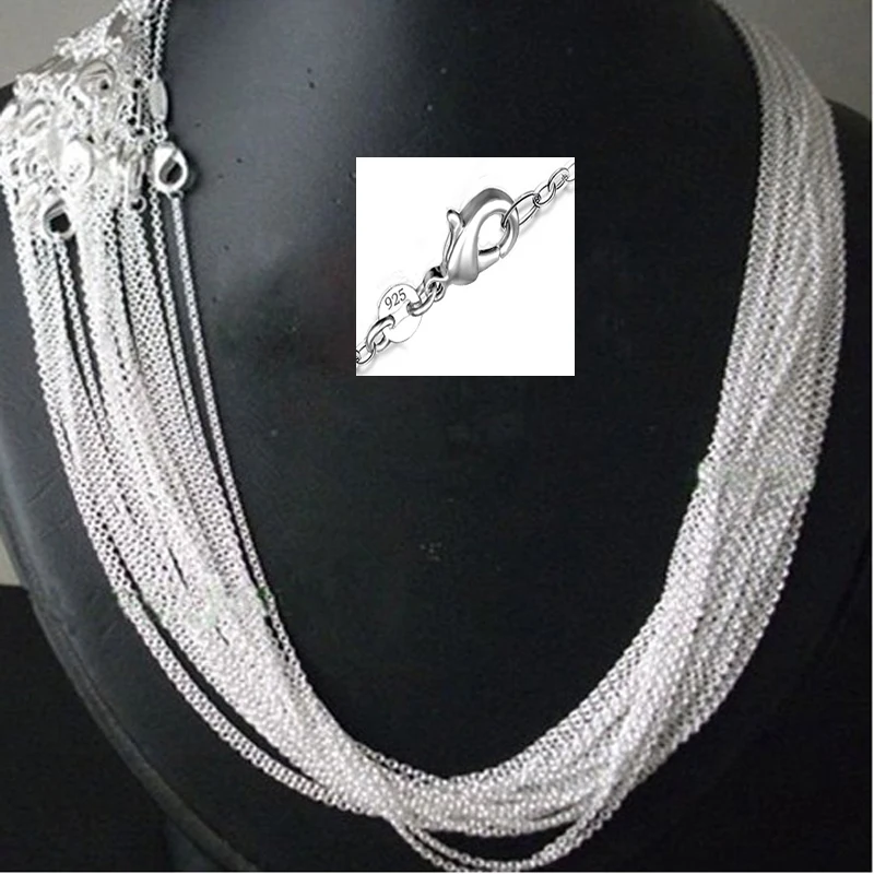 

Wholesale 100pcs/lot Silver Color 1mm Link Rolo Chains 16",18" ,20",22",24 inch Women Jewelry Chain fit Pendant