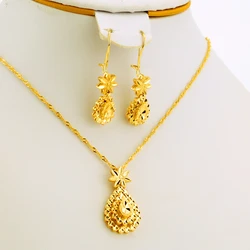 Dubai Necklace/Earrings Jewelry Set for Women,Gold Color Small Heart Love Set Ethiopian Wedding African/Eritrea/Habesha Jewelry