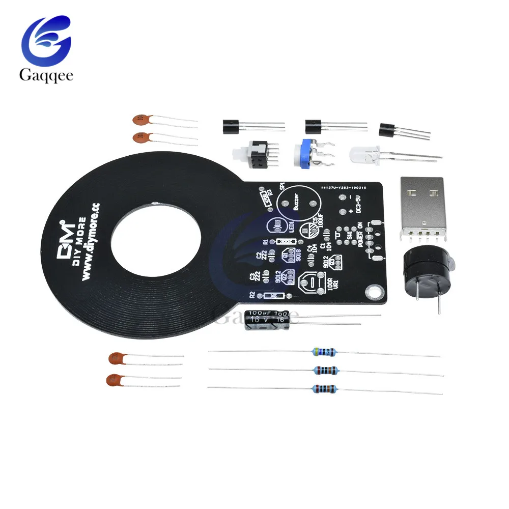 DC 3V-5V Metal Detector Kit 60mm Detective Non-contact Sensor Module with 18650 USB Power Bank Box Metal Finder Electronic DIY