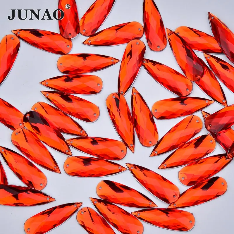 JUNAO 10*30 مللي متر 20 قطعة الخياطة الحمراء فلاتباك قطرة حجر الراين يزين الاكريليك أحجار الكريستال خياطة على ستراس للمجوهرات Grament #1