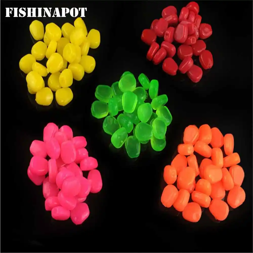 FISHINAPOT 50Pcs/lot Soft Lures with Aroma Artificial Corn 1cm 0.4g  Fishing Lure Bait Glass Carp Fishing Hook Fishing Tool