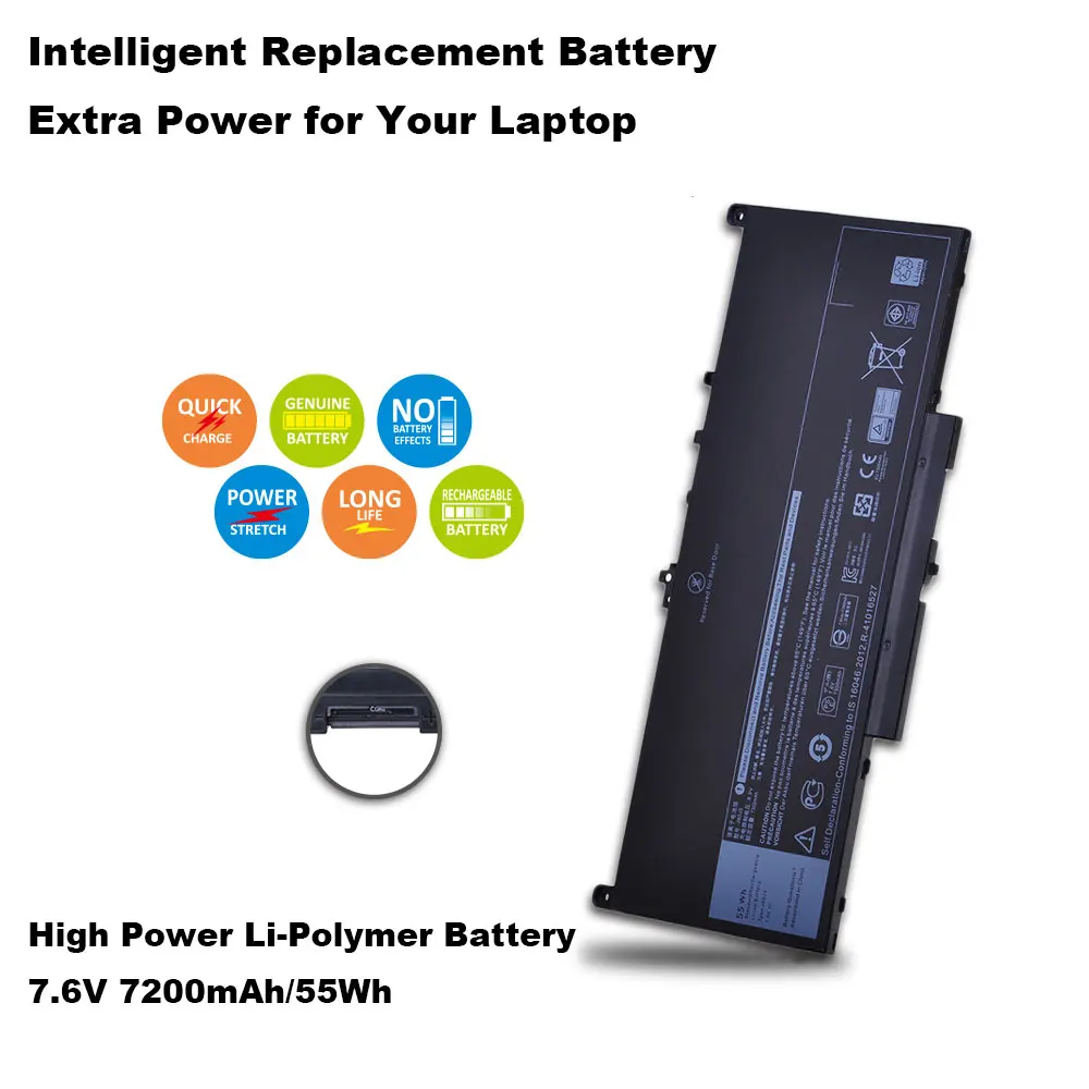 

7200mAh 7.6V 55Wh MC34Y 242WD 1W2Y2 J60J5 Laptop Battery for Dell Latitude E7270 E7470 Laptop Tablet Battery