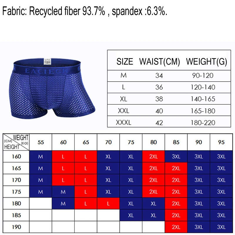 Bamboo Underwear Men Boxer Shorts Breathable Mesh Sexy Mens Boxers Transparent Men\'s Underpants Brand Fishnet Shorts Seamless