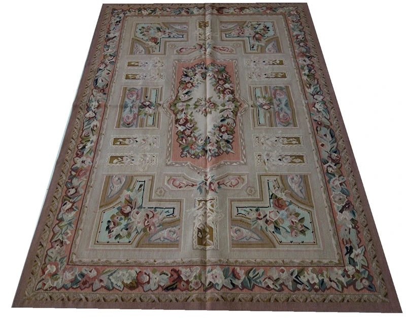 French Carpet Vintage Aubusson Carpet Panel Wool Antique French Wool 19th Century Aubusson Carpet New Listing Wool Rug Carpet