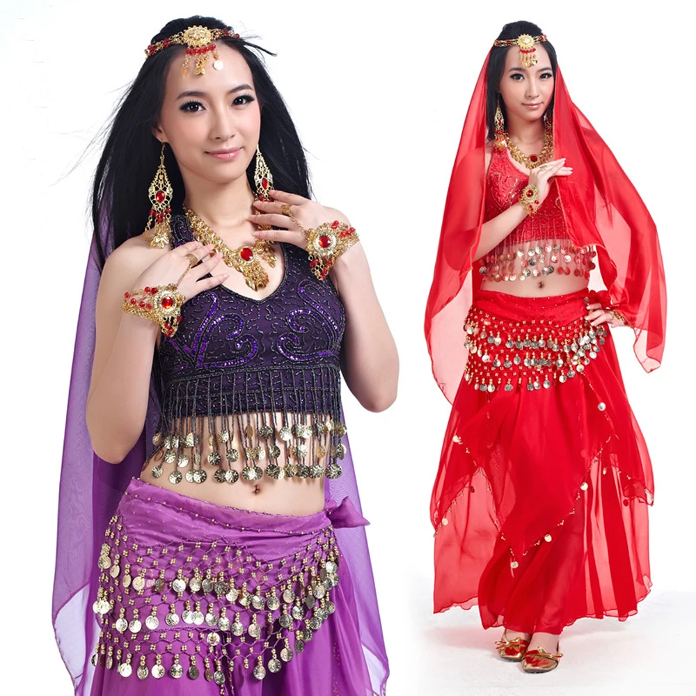 New Arrival sexy indian Belly Dancing Costumes Suits nice hand-made sew Clothes Set Dresses 2pcs/set 9 colors available