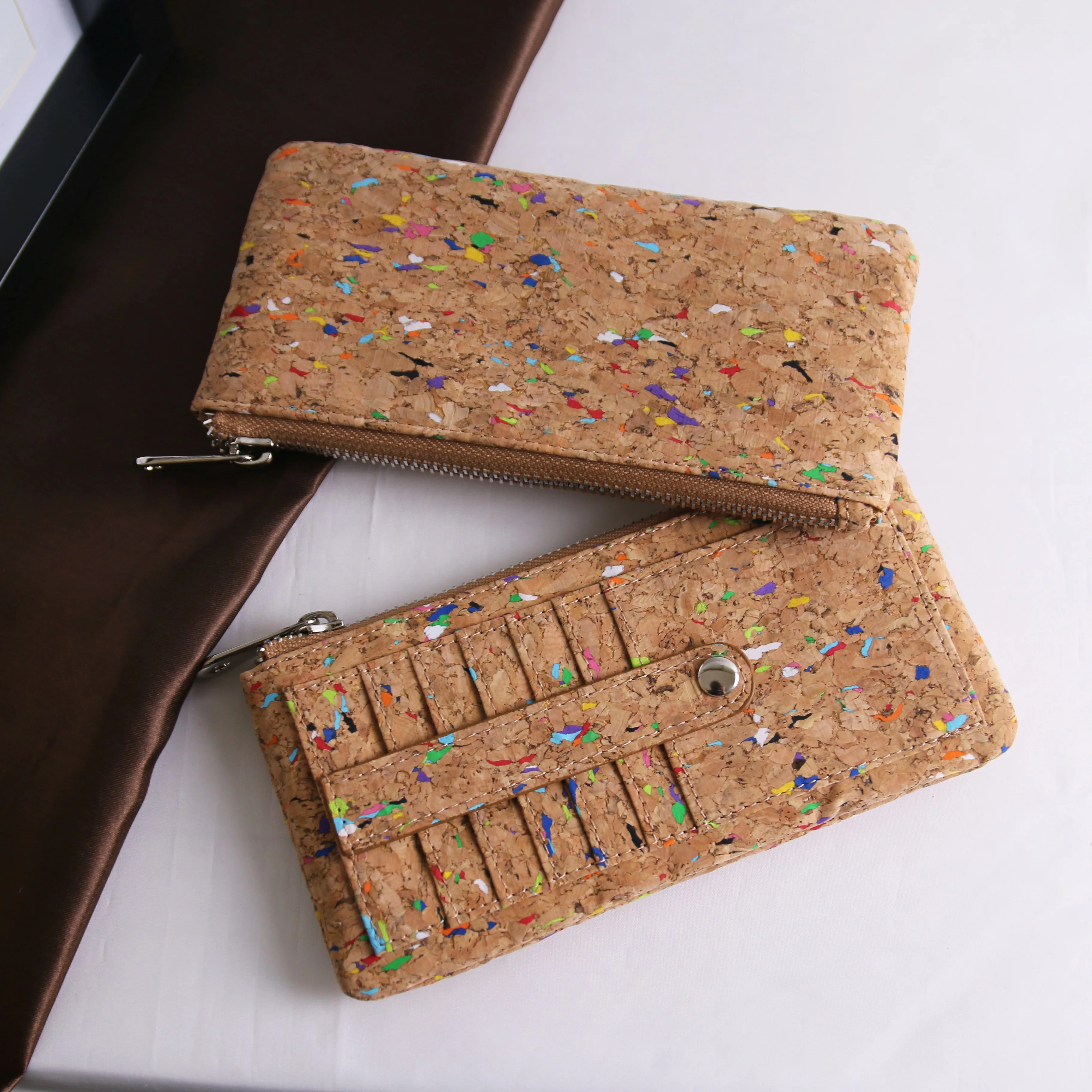 Handmake Natural Cork Slim Card Holder Vegan Thin Wallet Eco Coin Purse Women