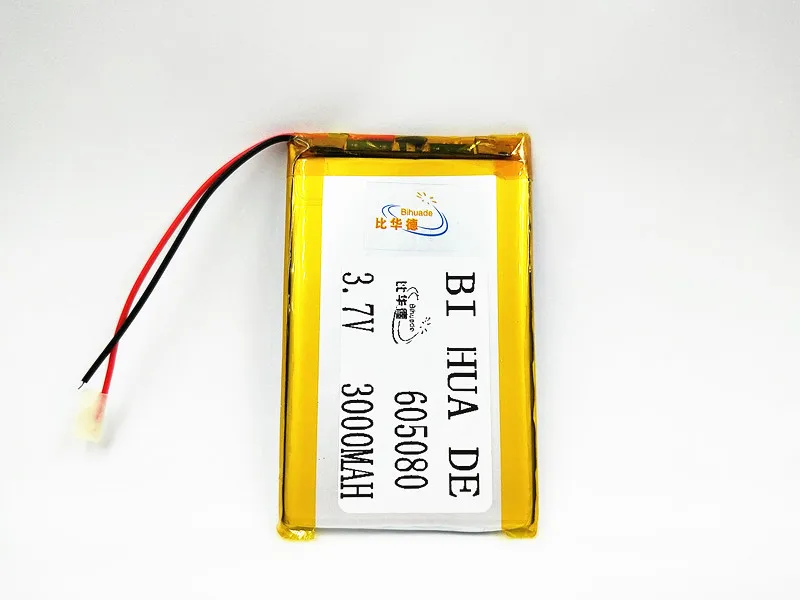 3.7V 3000mAh 605080 PLIB polymer lithium ion / Li-ion Rechargeable battery for DVD Tablet GPS Electric Toys electronic products