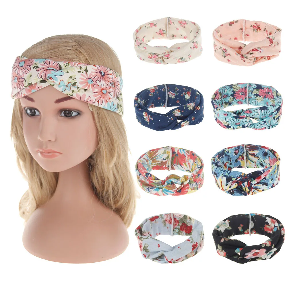 9 Colors New Items Baby Girls Children Kids infant Printing Flower Headbands Headdress Hair wear Cute Headwear Hair Accessories