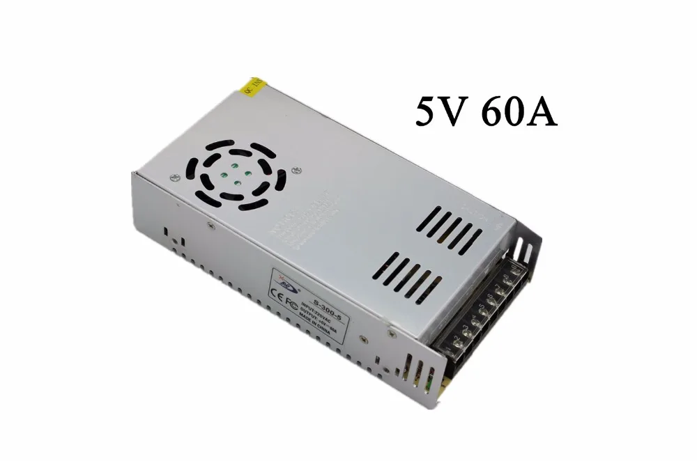 5V 60A 300W Switching Power Supply Driver for 5V WS2812B WS2801 LED Strip Light AC 110-240V Input to DC 5V Free shipping