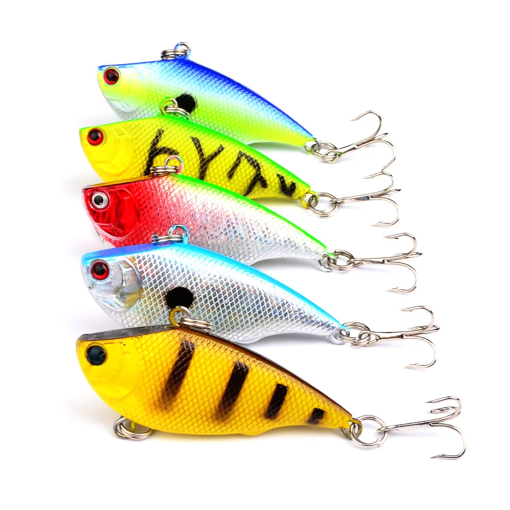 HiUmi 5Pcs VIB Lure Medium Diver Tight Wobble Slow Floating 5.5CM 7.5G Fishing Lures Hard Bait 5Colors Minnow lure Swimbait