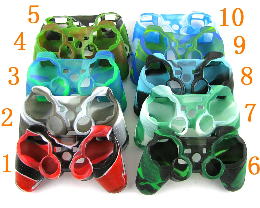 10 ชิ้น/ล็อต Camouflage ซิลิโคนกรณีผิวป้องกันสําหรับ PS3 controller