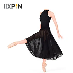 Robe de ballerine pour enfants, justaucorps à col en T, robe de ballet pour filles, jupe maxi en maille, éloge de la danse lyrique 303