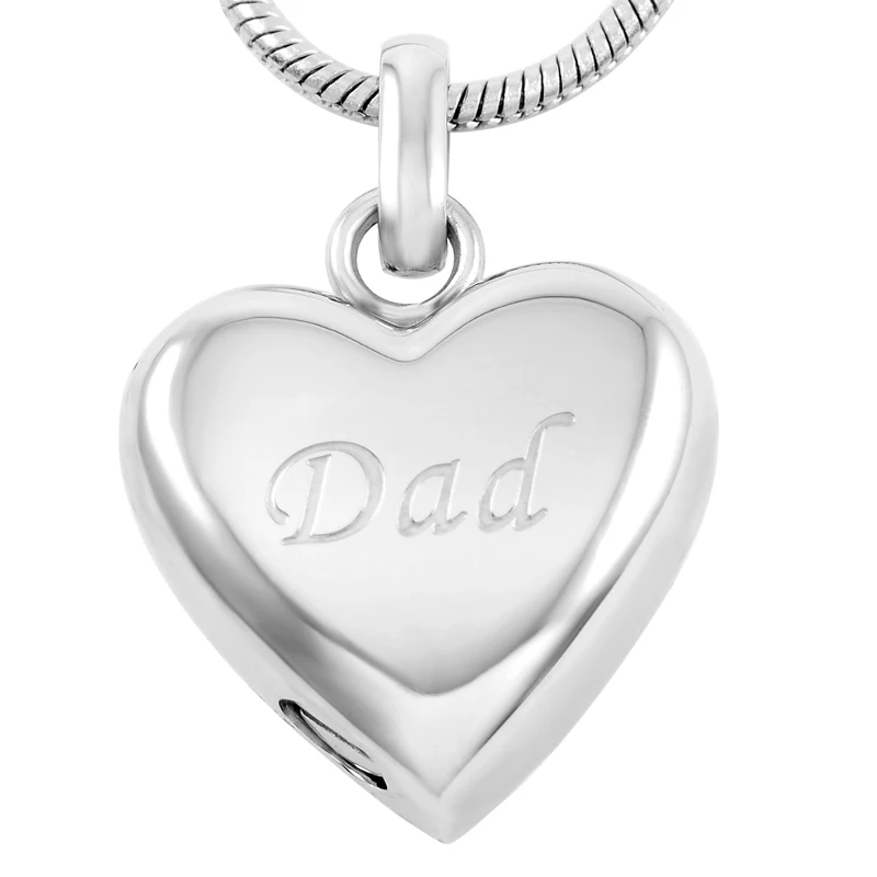 JJ8455 Dad In My Heart Stainless Steel Cremation Ashes Necklace For Women Men Keepsake Memorial Urn Jewelry Pendant With Funnel