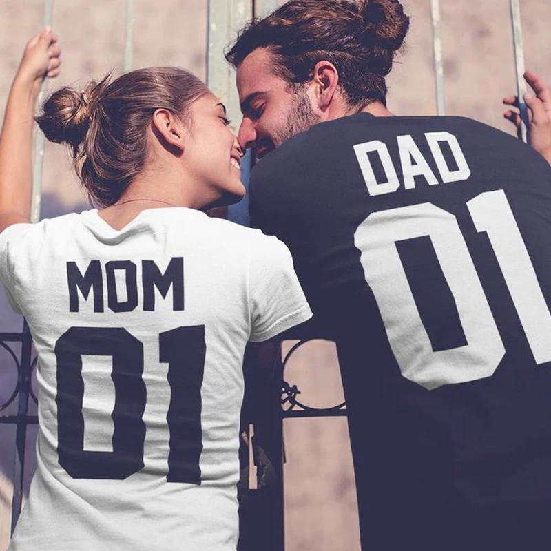 Dad Mom Hipster Funny Letter Printed T-Shirt Unisex Couples Matching Family Stylish Tee Summer Short Sleeve Graphic gift Tops