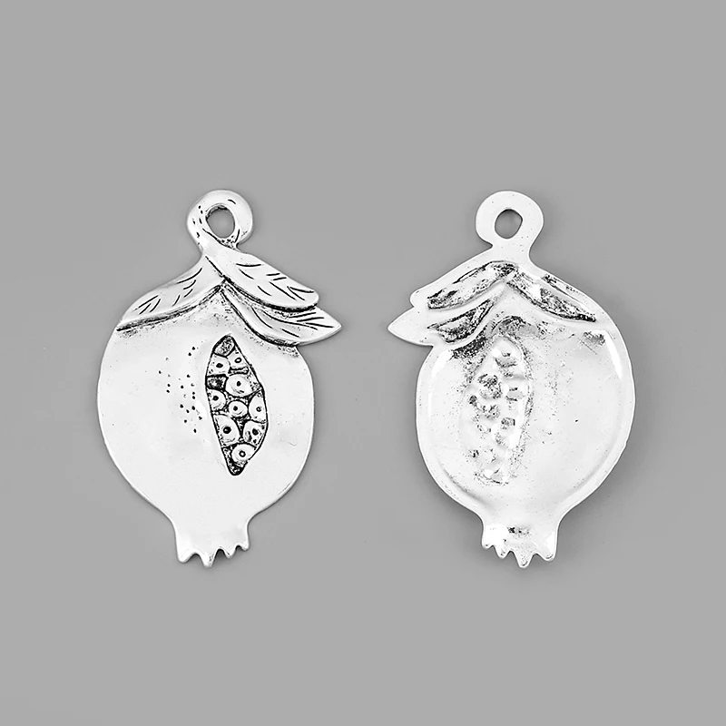 2Pcs Tibetan Silver Large Creative Pomegranate Fruit Food Charms Pendant For DIY Necklace Jewelry Making Supplies