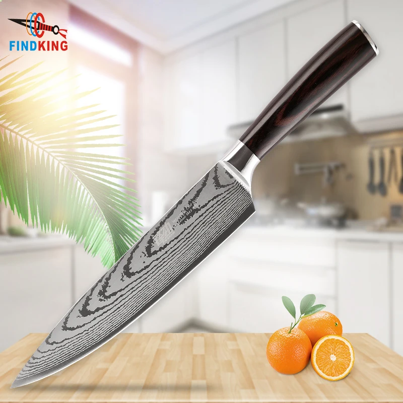 Findking  Multi-Function Laser Veins Blade 8 Inch Stainless Steel Chef Knife Kitchen Knife Slicing Knife