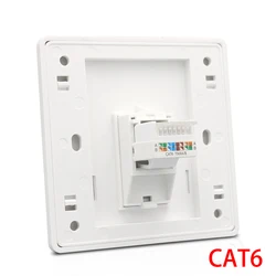 CAT6 RJ45 Network Wall Face Cover One Port Internet Panel Extruded Wire LAN Socket Faceplate In White For Tenda Ethernet Switch