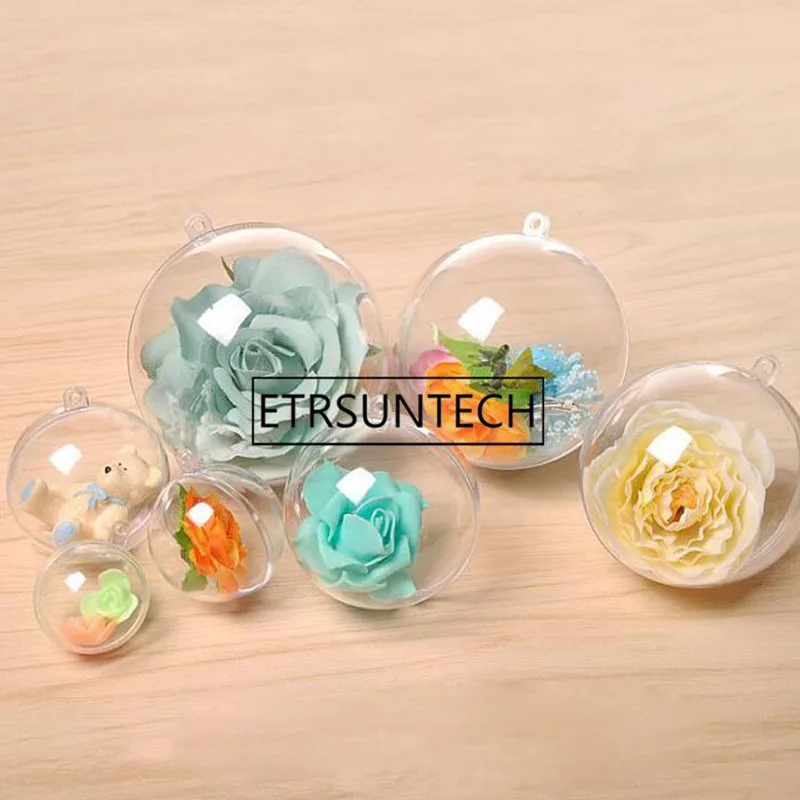 

120pcs 5cm/8cm/10cm beauty transparent hanging christmas ball baubles clear plastic christmas ornaments