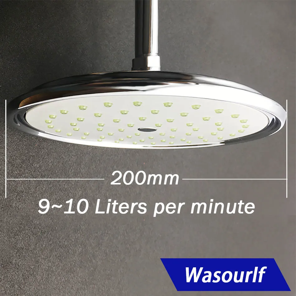 WASOURLF – pommeau de douche au plafond, 8 pouces, pommeau de douche mural, économie d'eau pressurisée, Spray supérieur en plastique chromé, douche Spa de haute qualité