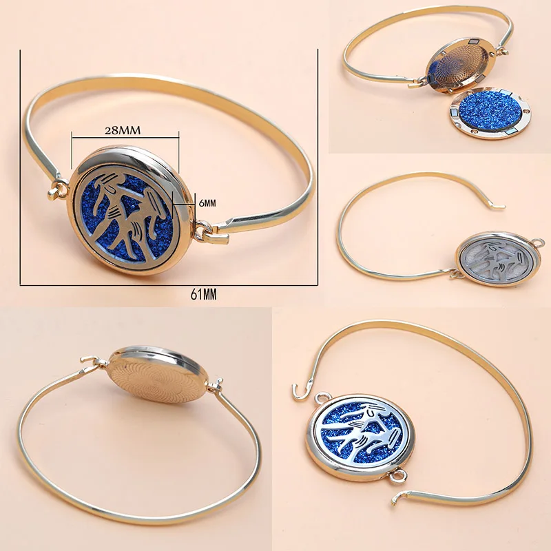 New Flower Butterfly Locket Bracelet Bangle Golden Stainless Steel Essential Oil Diffuser Perfume Magnetic Aromatherapy Bracelet
