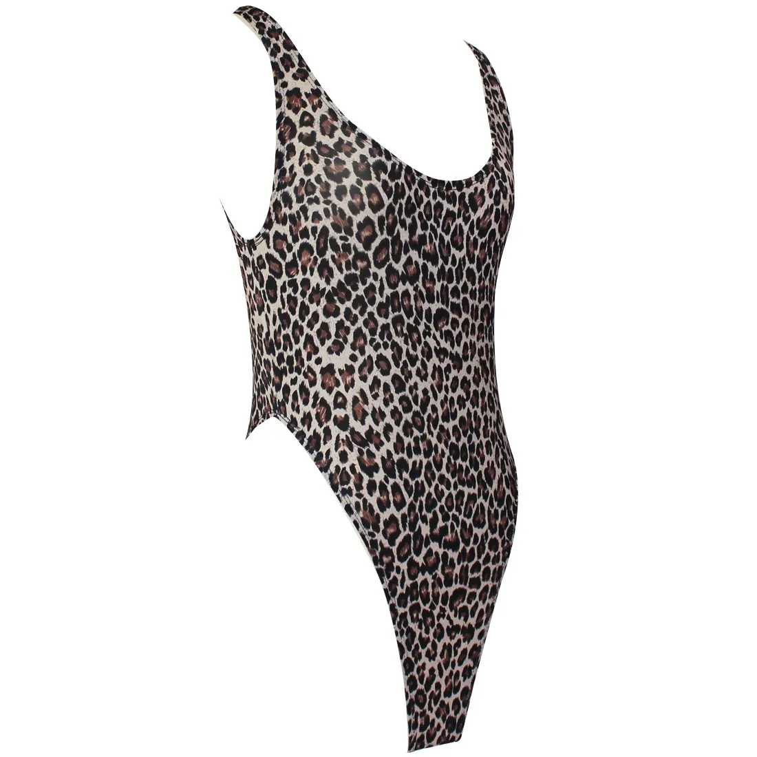 Sexy Women Leopard Swimwear Sleeveless One Piece Swimsuit High Cut Thong Leotard Lady Swimming Bathing Suits Beachwear