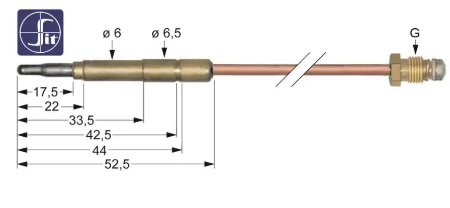 SIT Thermoelement Lange 600mm Steckhulse 6,0(6,5)mm