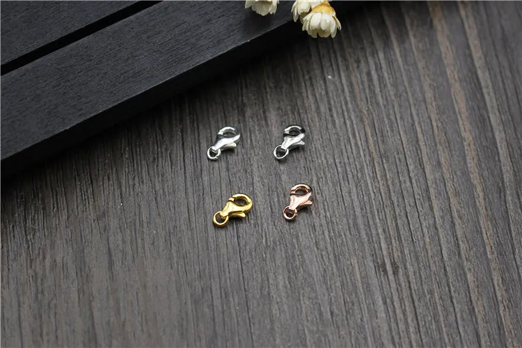 1pc 100% 925 Sterling Silver Lobster Clasps 7/8/9mm Rose Gold/Gold/Silver Color Clasps Hooks Fit Necklace Bracelets DIY Jewelry