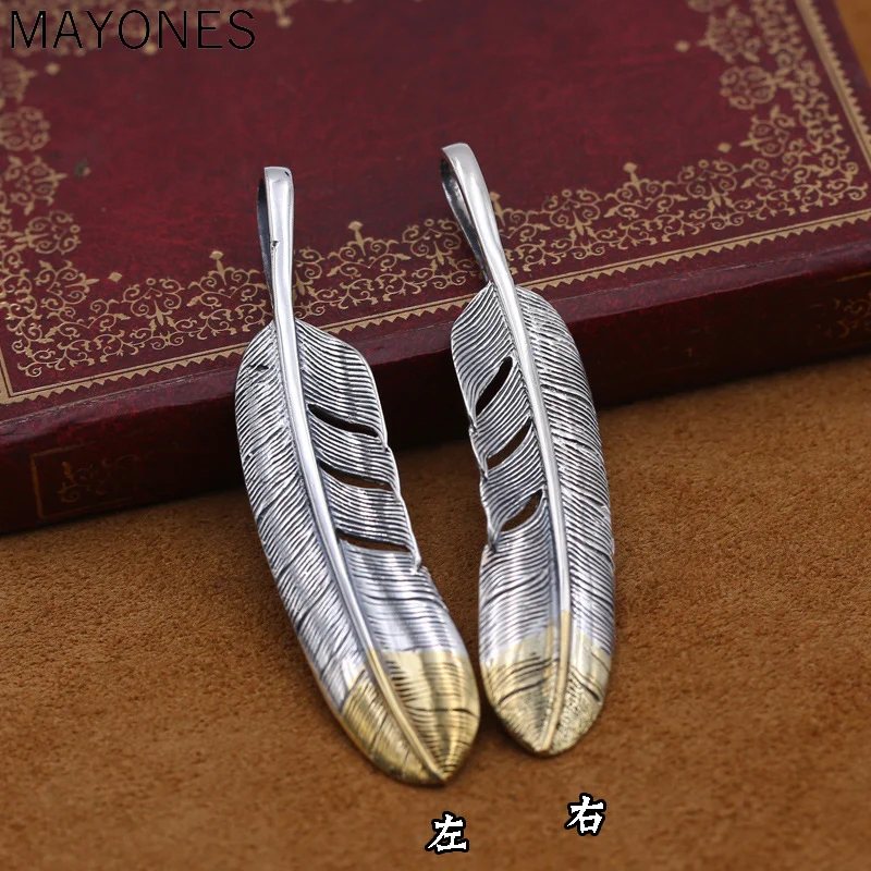 

MAYONES 100% Pure 925 Sterling Silver Pendant Fashion Eagle Feather pendant New Popular Gift Free Shipping