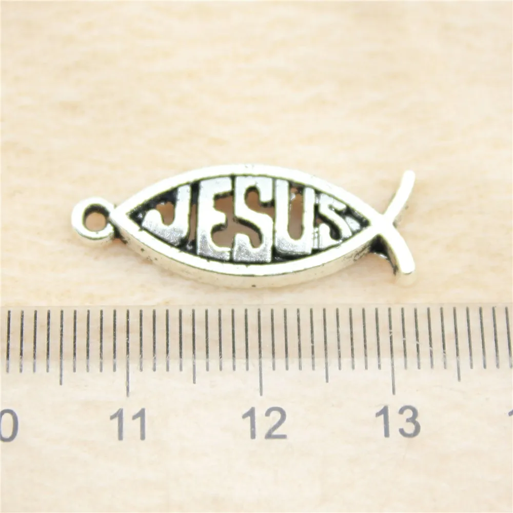 62pcs/lot 27*10mm ancient silver Jesus Fish charm Pendants DIY jewelry for bracelet necklace earring