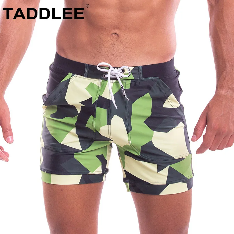 Taddlee Brand Men\'s Swimwear Swimsuits Sexy Swim Boxer Trunks Short Surf Board Shorts Bathing Suits Pockets Long Swim Trunks New