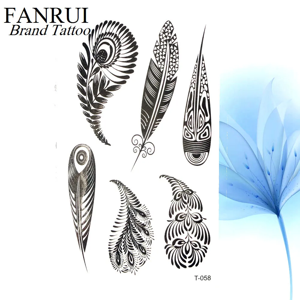 Summer Style Watercolor Feather Bird Temporary Tattoo Women Tribal Henna Fake Tattoo Men Body Arm Art Drawing 3D Tatto Stickers