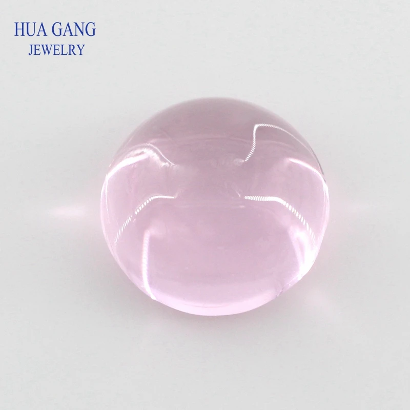 Glass beads Stone Pink Round Shape Cabochon Cut Flat Bottom Loose Synthetic Gems For Jewlry Size 8mm 10mm 20mm