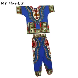 Mr Hunkle New Fashion 100% Cotton African Costume Set African Blue Print Dashiki Set for women Dashiki Men Bazin Riche