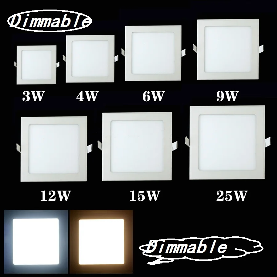 

Dimmable LED Ceiling Downlight 6W 9W 12W 15W recessed led panel light with driver AC85-265V Warm White/Cold White DHL/Fedex Free