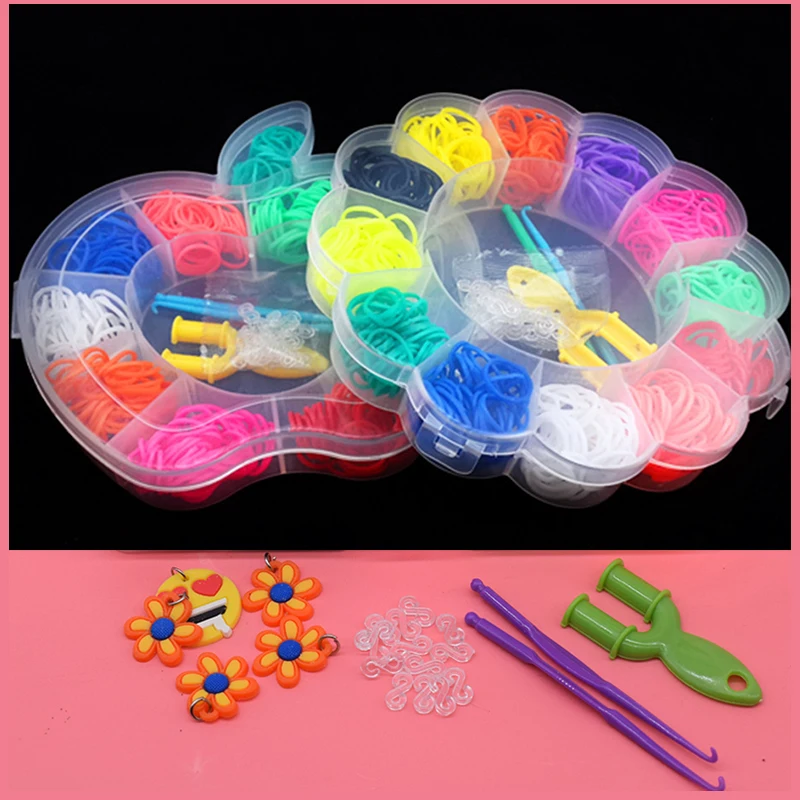 400pcs 12 Color Loom Rubber Band Bracelet Toys For Children Girl Gift Kits Craft Lacing Toy DIY Loom Bracelets Girl Hair Band