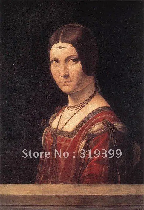 Leonardo Da Vinci Oil Painting Reproduction,La Belle Ferroniere  reproduction,Fast Free Shipping , 100% Handmade