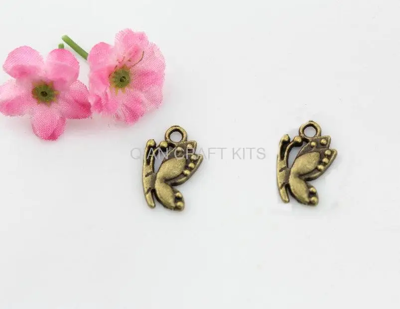 200pcs mini butterfly antique bronze zinc alloy Charm Pendant drops DIY Supplies for necklace phone decor 18X12mm lead free