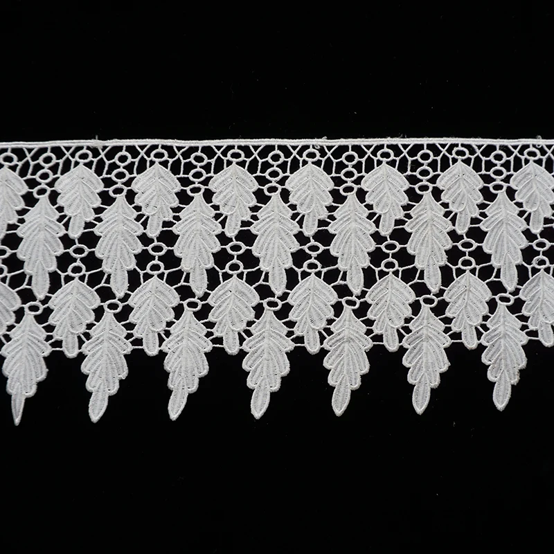 1yard 19cm White LEAF Lace Trims Tape Costume Trimmings Ribbon for Home Textiles Polyester Fabric